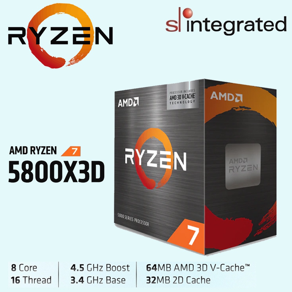 AMD RYZRN 7 5800X 3D AM4 SOCKET DESKTOP PROCESSOR [8 Core / 16 Thread] with  96MB L3 Cache