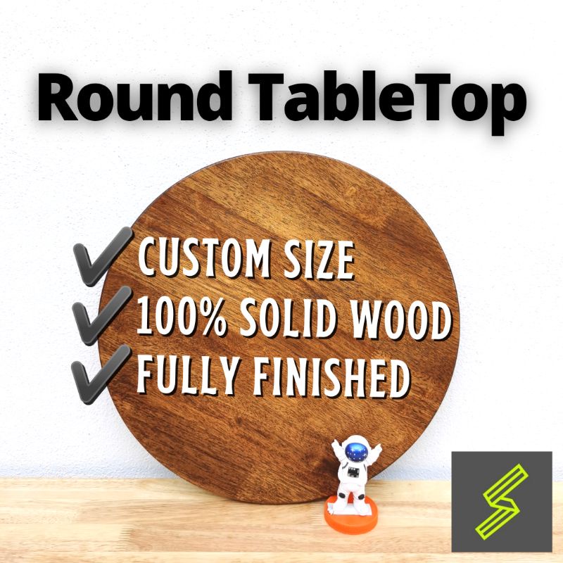 Round Table Solid Wood 20mm 28mm Meja Bulat Dining table Meja Makan ...