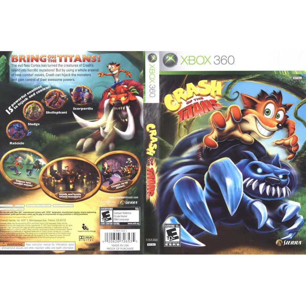 Jogo Crash Of The Titans Xbox 360