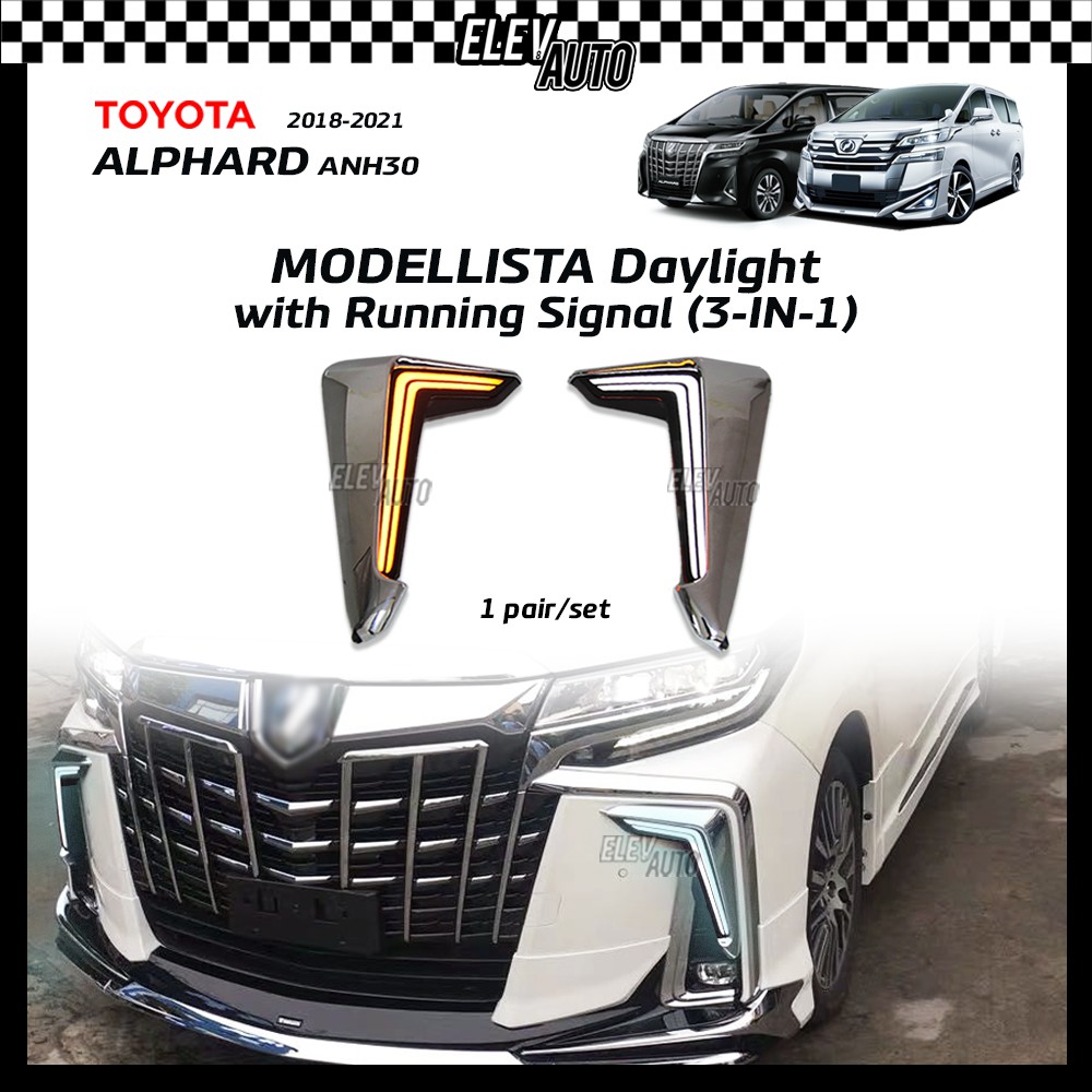 MODELLISTA Fog Lamp LED Light Bar DRL Toyota Alphard ANH30 2018-2021 ...