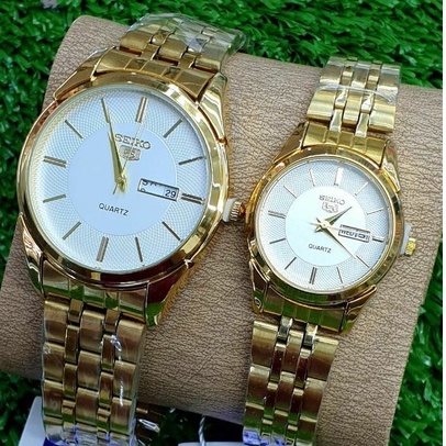 ORIGINAL Seiko 5 Gold Plated Black Dial UNISEX Automatic Watch Shopee Malaysia