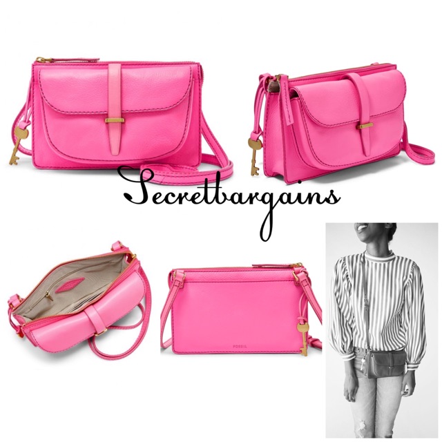 Fossil Ryder Small Crossbody Neon Pink Shopee Malaysia