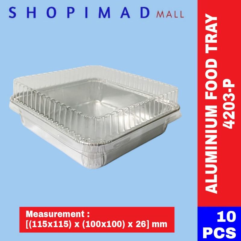 10pcs Aluminium Tray With Cover 4203 P Bekas Makanan Aluminium