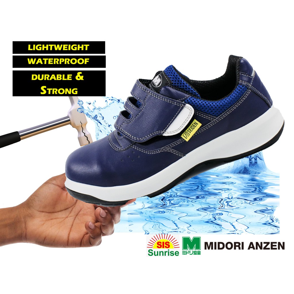Midori Anzen Safety Shoe (NO.1 IN JAPAN) AG3595 NAVY (Velcro) ESD