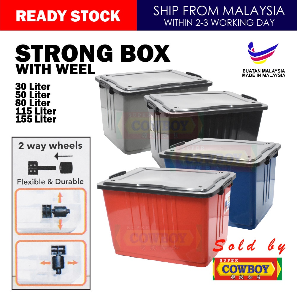 80L Strong Box with 2way Weel Bekas Simpanan Beroda boleh laras Storage ...