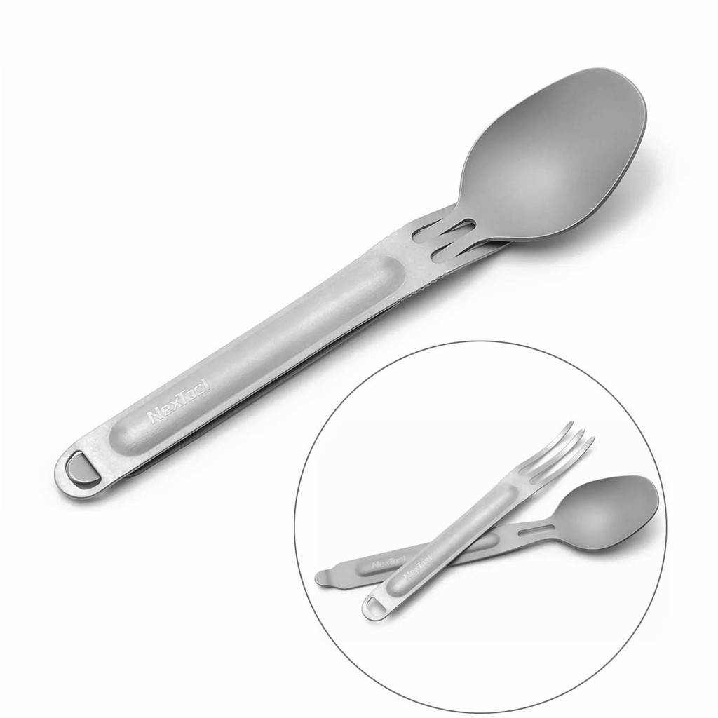 NexTool Titanium Portable Fork and Spoon Set, Fork and Spoon 2in1