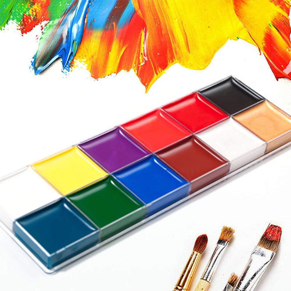 12 Colors Halloween Face Body Paint Set Face Painting Art Palette ...