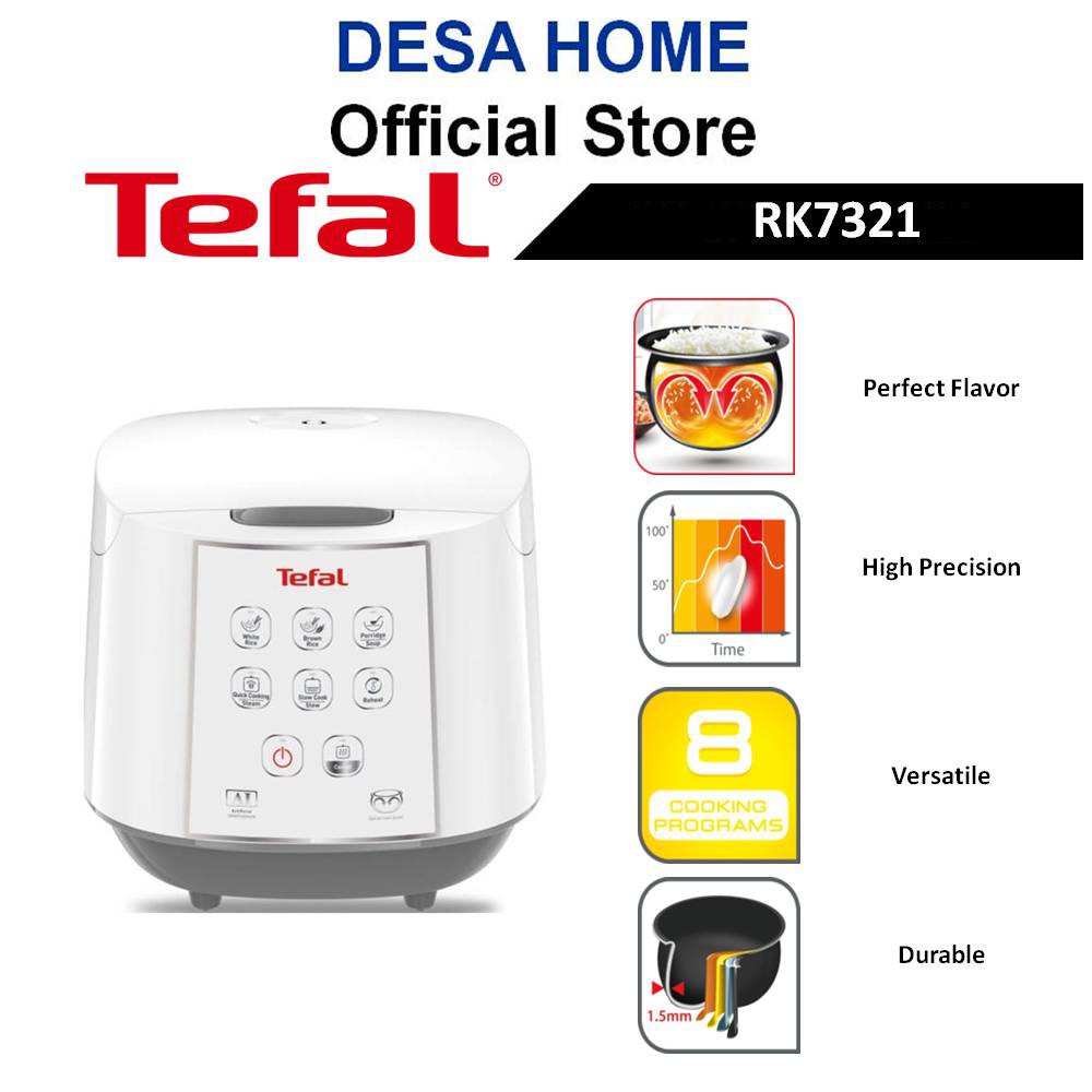 TEFAL RK7321 1.8L FUZZY LOGIC JAR RICE COOKER COLOUR WHITE & GREY