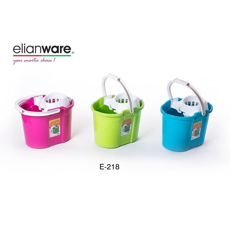 Elianware E-218 20L Plastic Mop Mopping Pail Bucket Ballet With Wheels ...