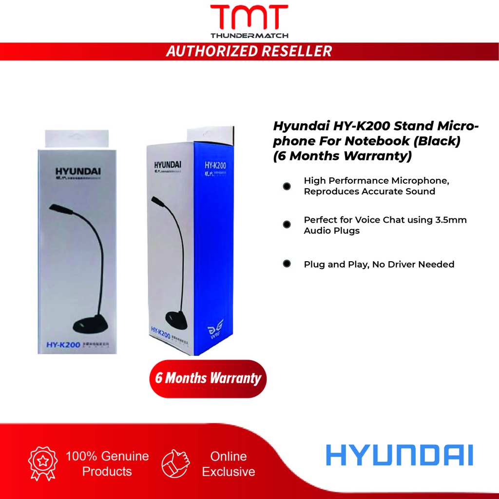 Hyundai HY-K200 Stand Microphone For Notebook (Black) (6 Months ...