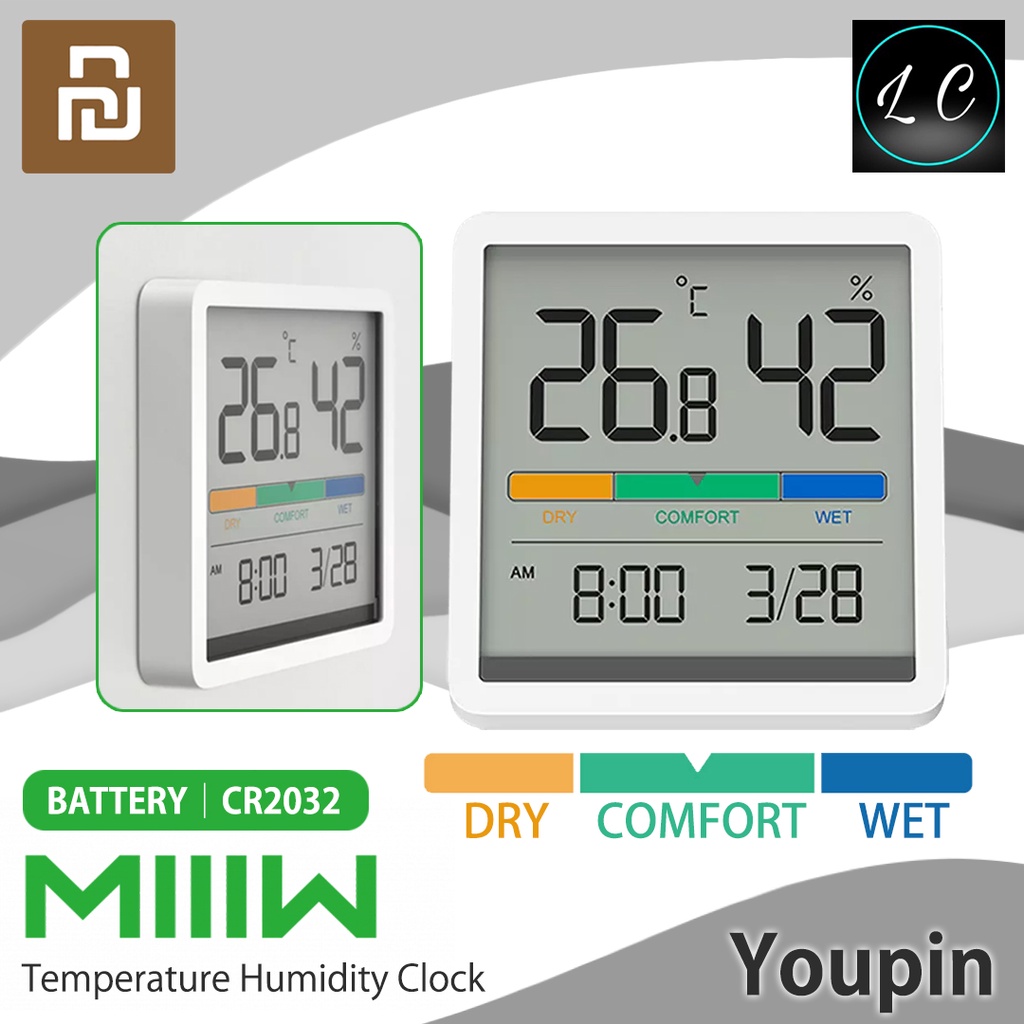 Miiiw Mute Temperature Humidity Clock Digital Hygrometer Clock Indoor