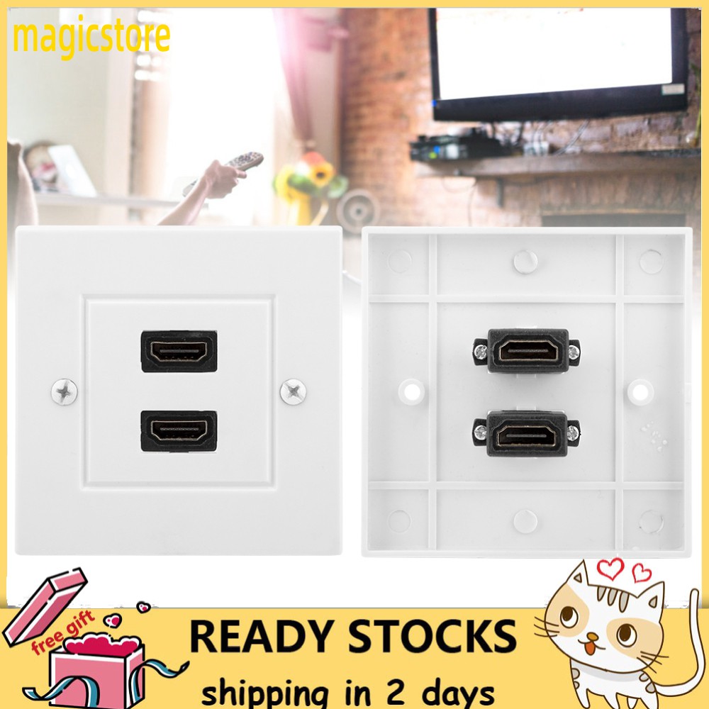 [Ready Stock] Magicstore Dual Port HDMI Wall Plate Socket Plug Insert