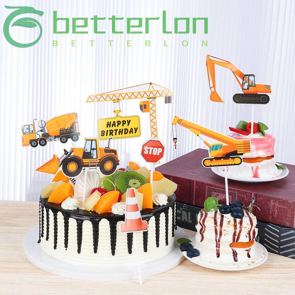 LONTIME Supplies Crane Theme Party Cake Topper Construction Mini