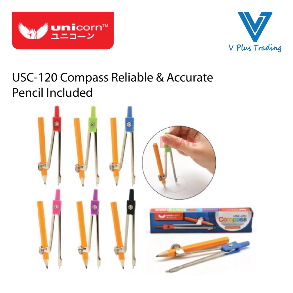 Unicorn USC-120 Compass Reliable & Accurate Pencil Included | Shopee ...