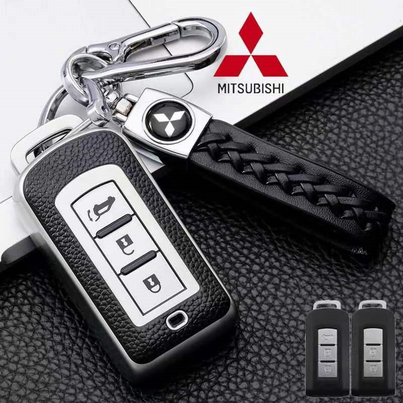Leather Car Key Cover Smart Remote Control Fobs Shell Protector Case Auto Accessory For Mitsubishi Outlander EK Series 2021 2022 - 34 - View #3