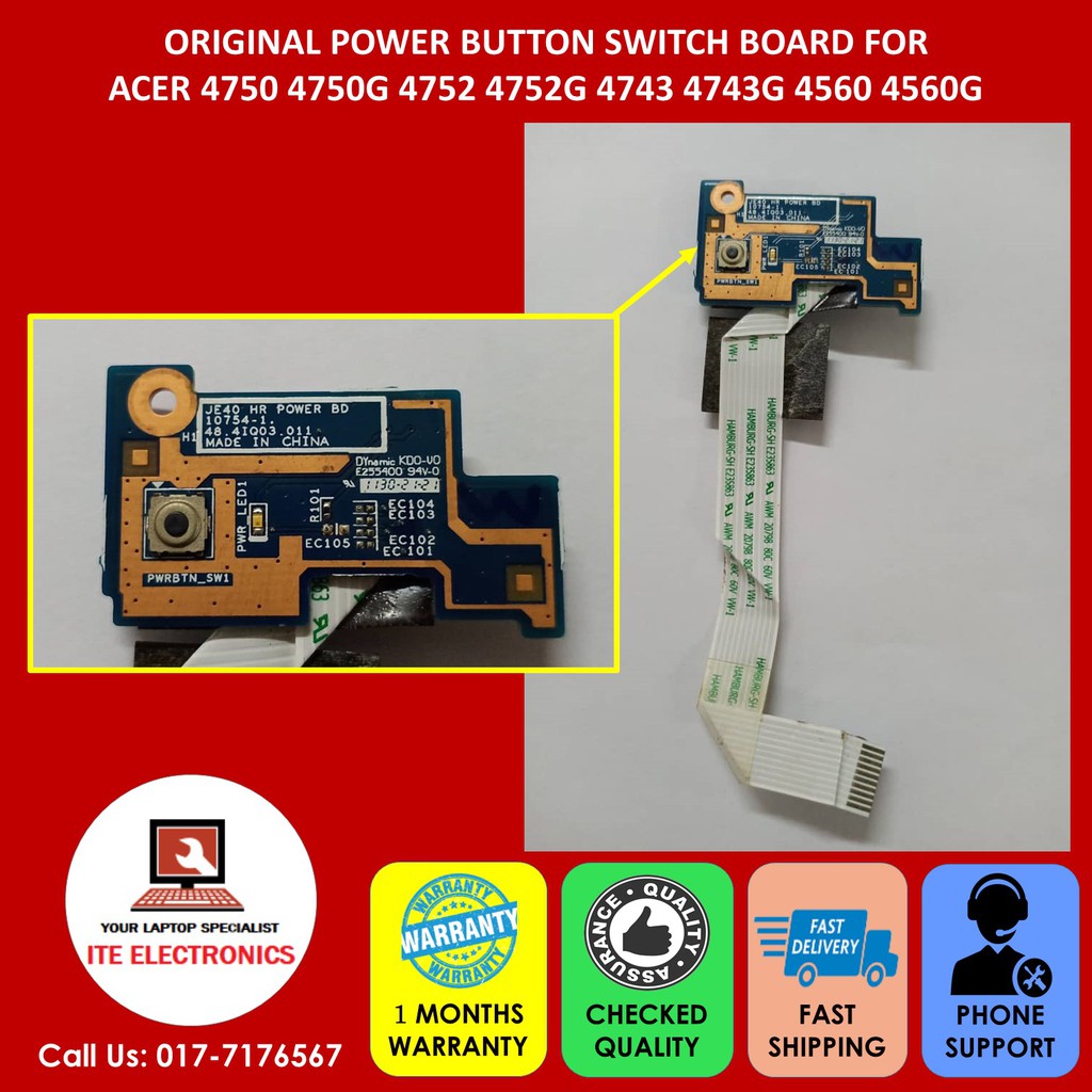 ORIGINAL ACER 4750 4750G 4752 4752G 4743 4743G 4560 4560G ON/OFF POWER ...