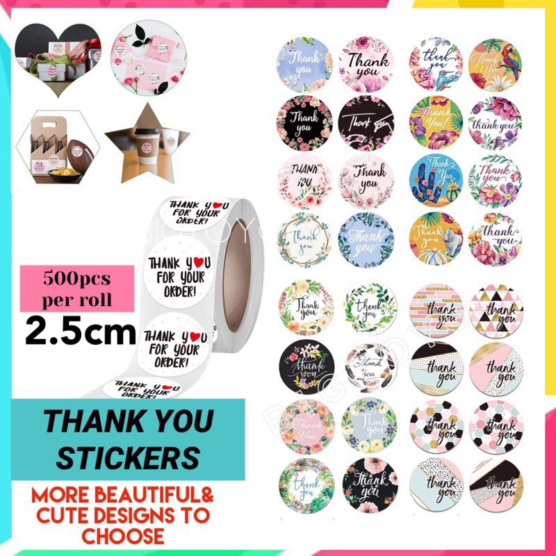 500pcs/roll Thank You Sticker Birthday Party Quality Seal Label ...