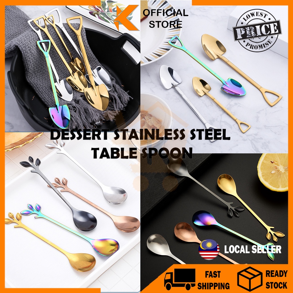 【K-Home】Shovel Spoon Coffee Ice Cream Spoon Stainless Steel Dessert ...