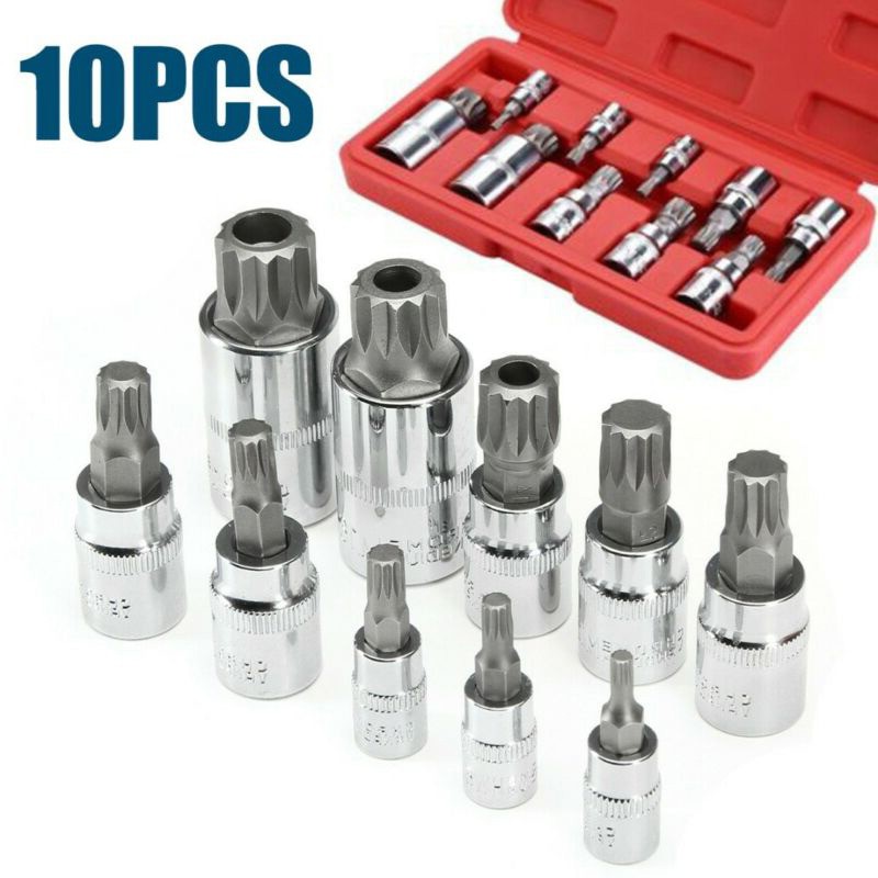 High Quality 10pcs 4-18mm 12 Point MM Triple Square Spline Bit Socket ...