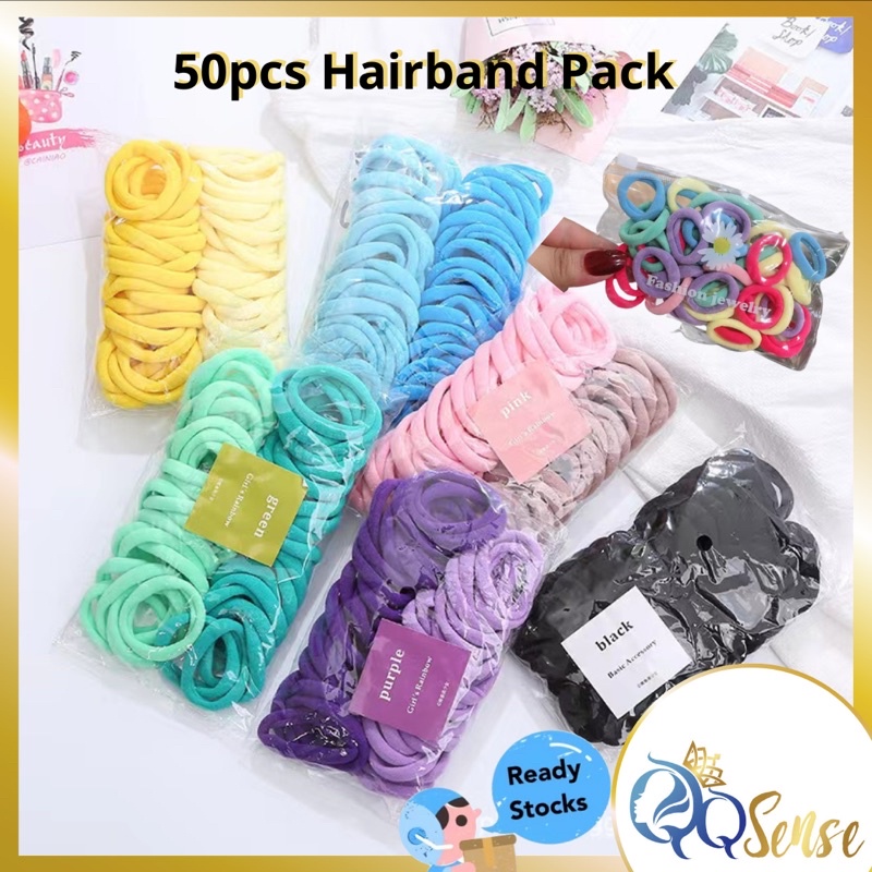 50pcs Seamless Hair Tie Set Hairband Women Kids 发圈 发绳 Pony tail ...