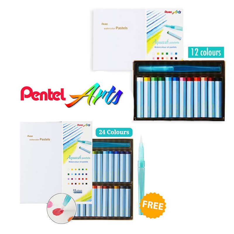 Pentel | Water Colour | Aquash Watercolor Oil Pastels (12 Color /4