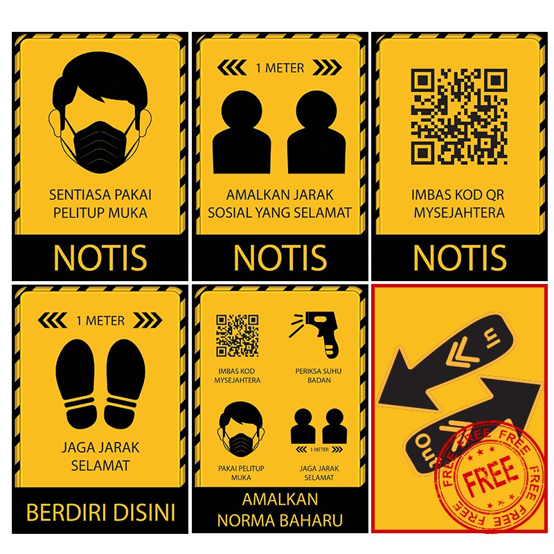 SOSIAL DISTANCING STICKER 5 IN 1 (PERCUMA STICKER IN & OUT) | Shopee ...