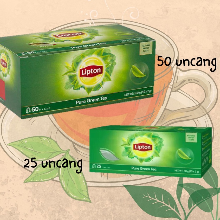 Lipton Yellow Label Pure Green Tea 25/ 50/ 100 Teabags (Lipton Tea/ Teh Lipton) Teh Hijau 
