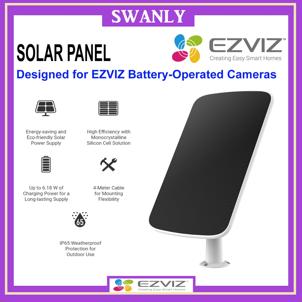 Ezviz CMT Solar Charging Panel Designed for EZVIZ Battery-Operated ...