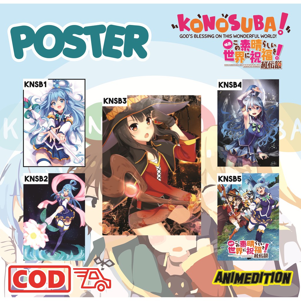 Konosuba Kono Subarashii Sekai Poster Ni Shukufuku O Kazuma Sato Aqua