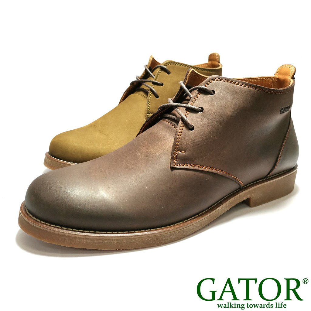 GATOR men classic full leather half cut shoes desert boot kasut