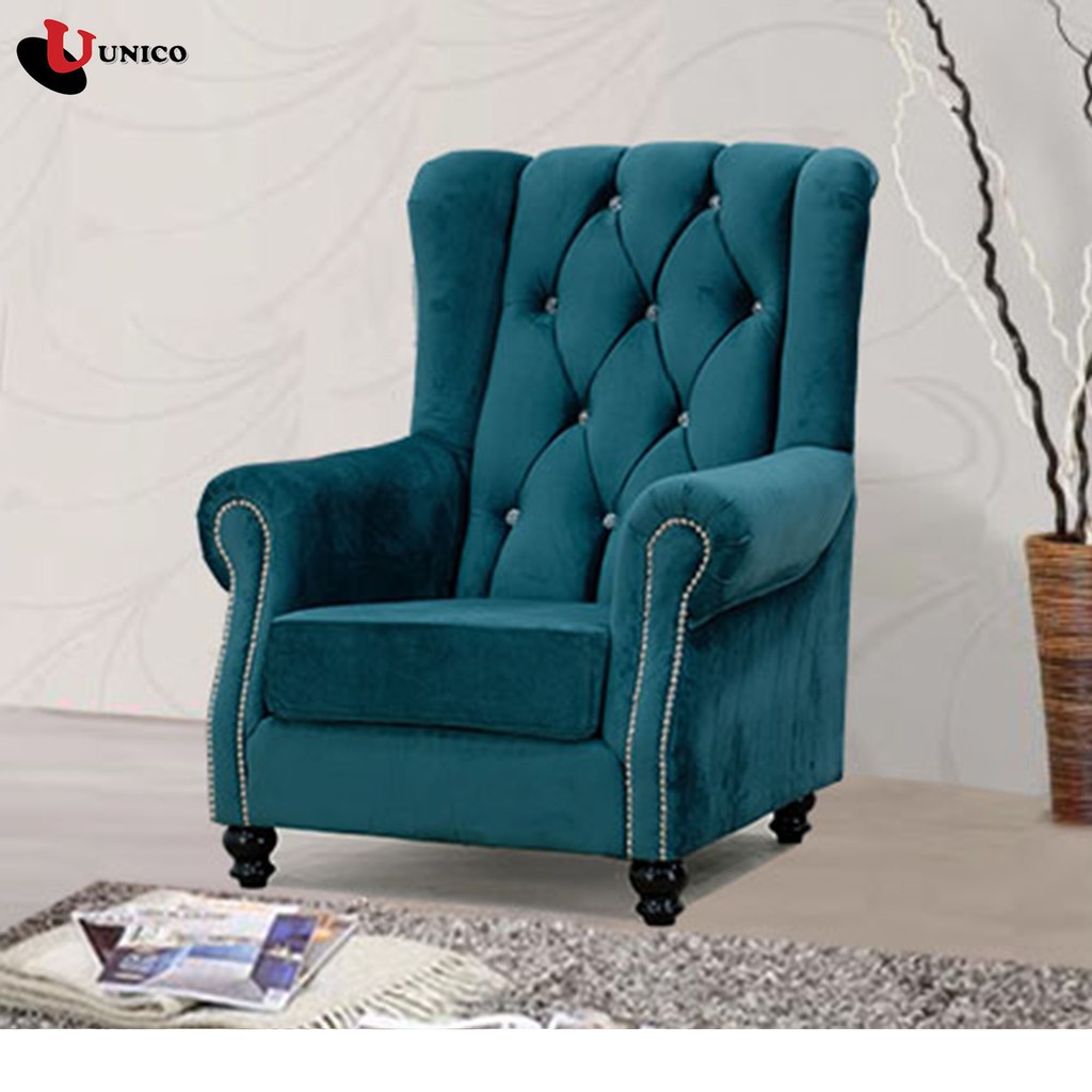 Turquoise best sale wing chair