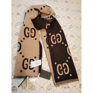 Gucci Pink Wool and Silk Blend GG Shawl Scarf 'Mickey Mouse