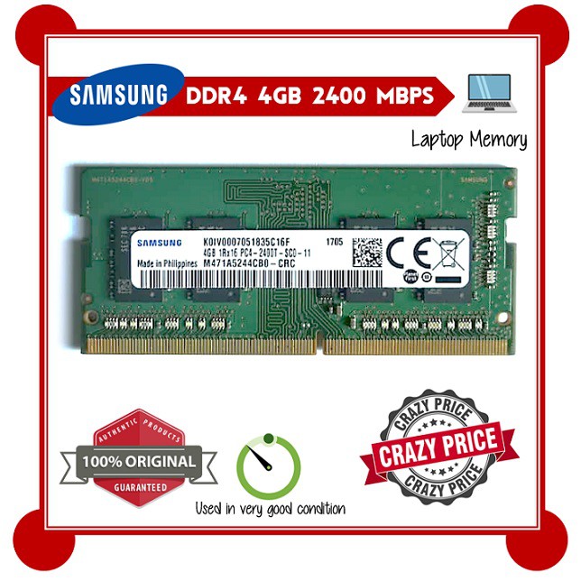 RAM/SAMSUNG 4GB 1RX16 PC4-2400T-SC0-11 DDR4 SODIMM (USED) | Shopee Malaysia