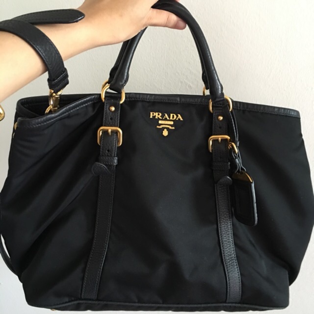 PRADA Tessuto Nylon Saffiano Tote Black 1277849