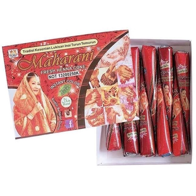 Original Maharani Fresh halal Henna Cone Inai Maharani Kon/Lukis Size ...