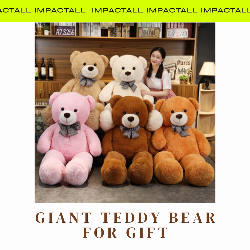 Giant Teddy Bear With Scarf Stuffed Animals Bear anak patung besar Doll  Pillow Kids Lovers Birthday Gift