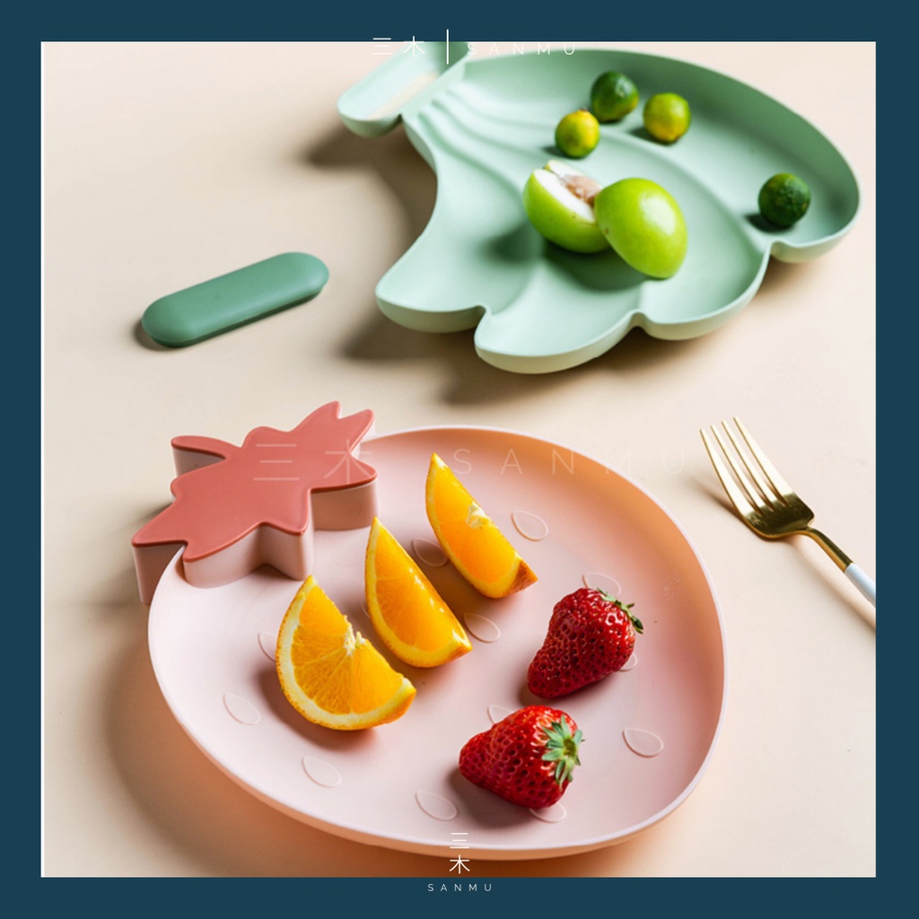 Cute Plastic Plate Strawberry Dried Fruit Nordic Style Fruit Snack ...
