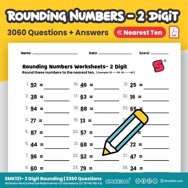 [ Soft Copy/ PDF ] Rounding Numbers To The Nearest Ten- 3060 Questions ...