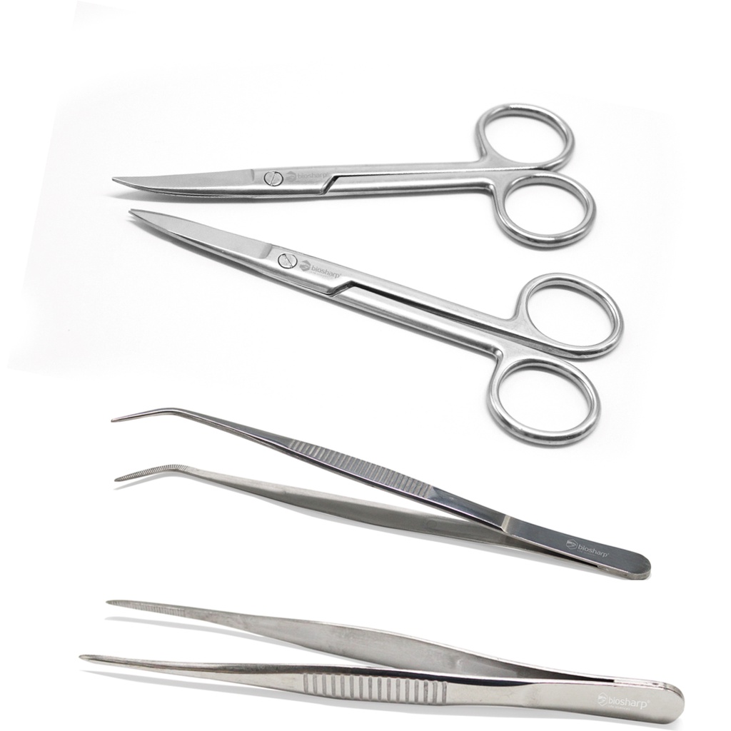 BIOSHARP Stainless Steel Dissecting Used Scissor, Tweezer, Forcep with