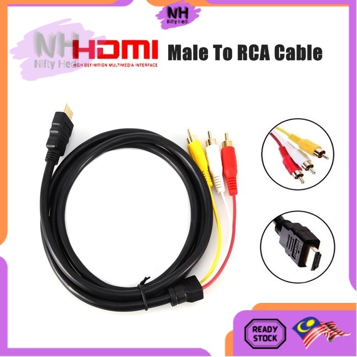 1.5m /5ft Video Cable HDMI to RCA Audio AV Adapter, Male M/M 3-RCA DVD HDMI  1080P for HDTV 
