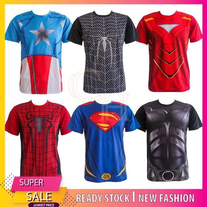 (HARGA BORONG) JERSEY T-SHIRT DEWASA MARVEL COSTUME SUPERHERO CARTOON ...