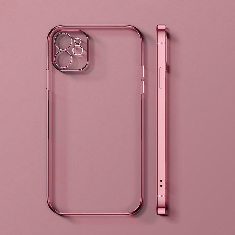 Luxury Square Frame Electroplated Clear Phone Case for iPhone 11