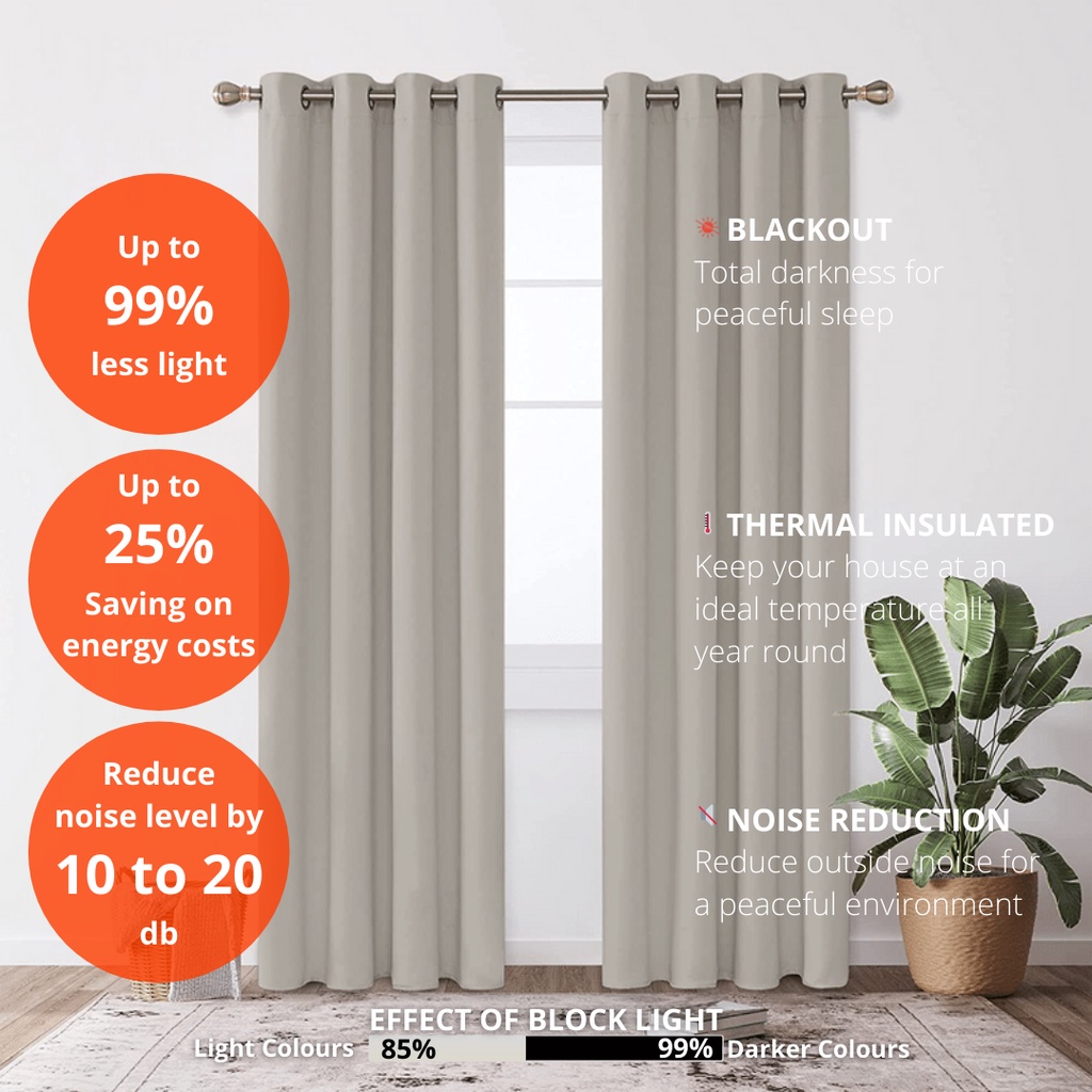 SILVER GREY Blackout Plain Curtain EYELET HOOK Cangkuk Langsir Tebal Halang  Cahaya Door Window Tingkap Pintu Bilik Murah