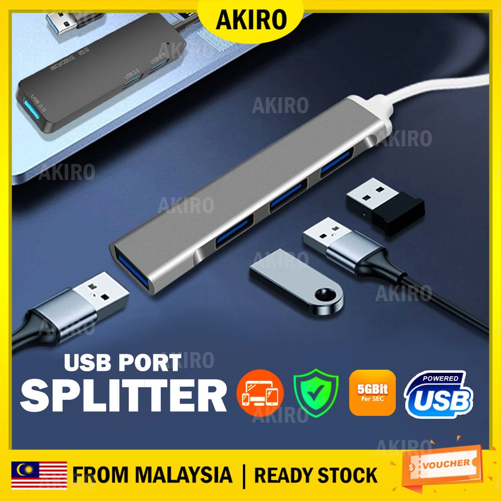 AKIRO USB Port HUB Splitter 3.0 4 in 1 Type-C USB3.0 HUB 5GBPS High ...