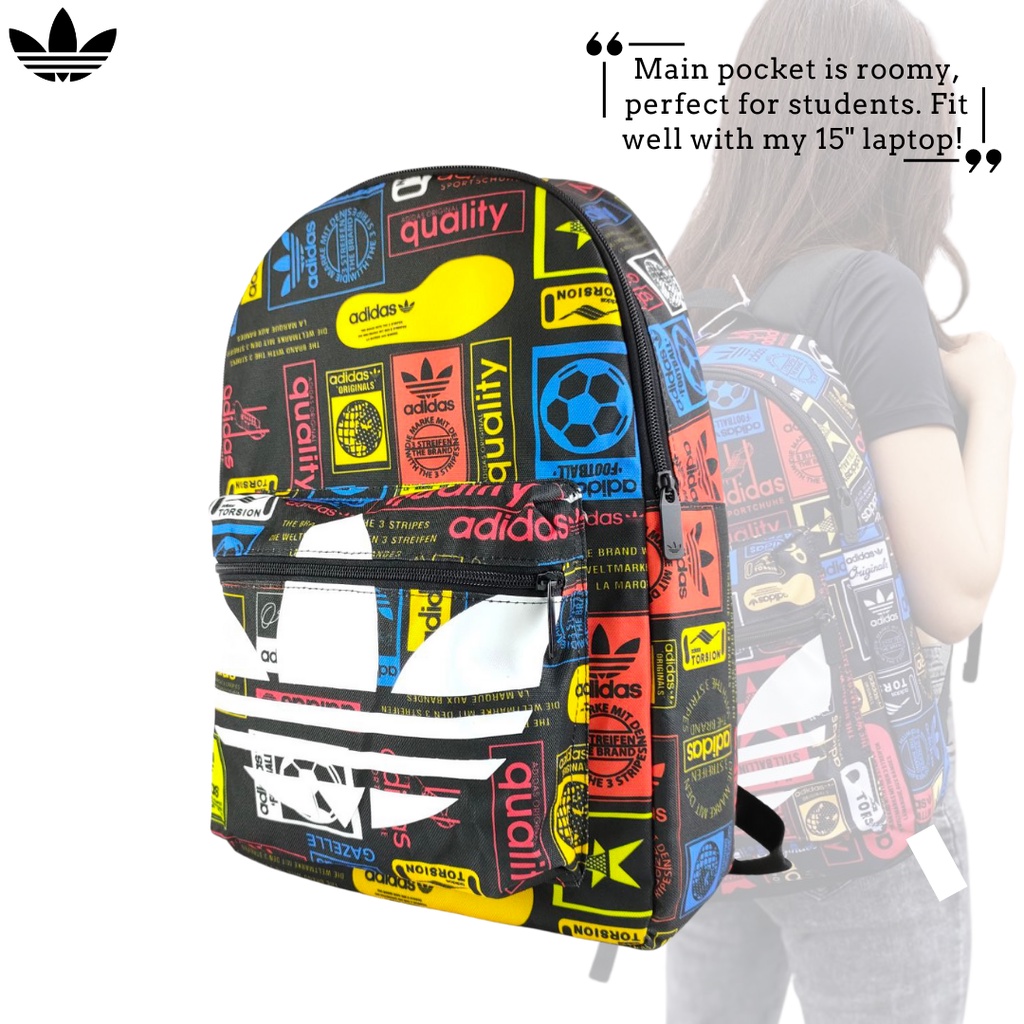 Adidas Originals Classic Graphic Backpack Large Compartment Fit 15 Inch Laptop Thick Fabric Student Travel Shopee Malaysia