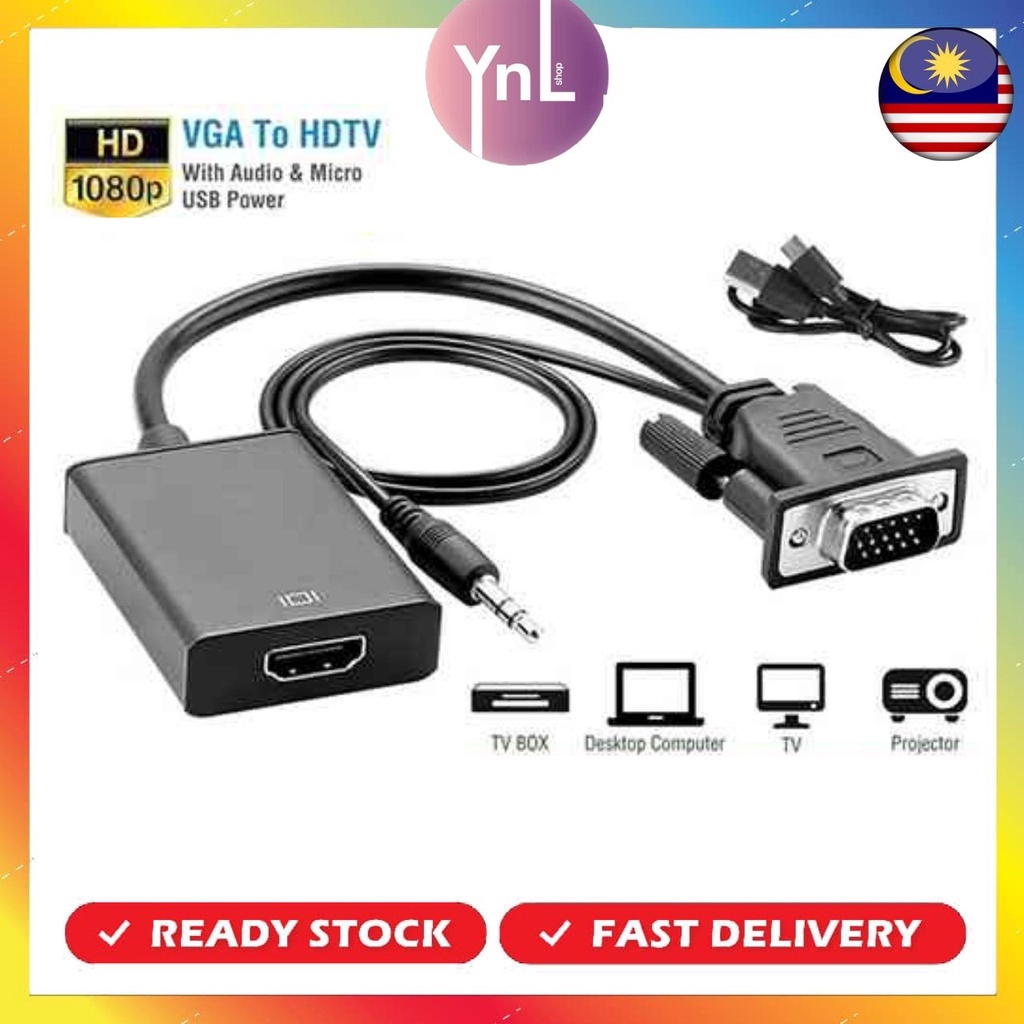 thumbnail interactive-video image 1 of BENFEI VGA To HDMI Adapter - Connect Your Laptop Or PC To HDMI TV/Monitor With Audio, 1080P Full HD Support 1 of 14