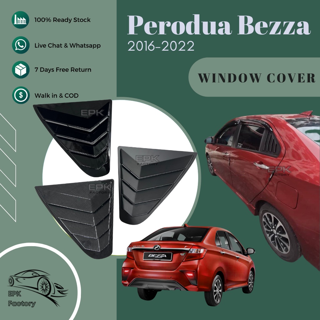 Perodua Bezza Window Cover Mustang 2016-2022 ABS Window Air Vent Louver ...