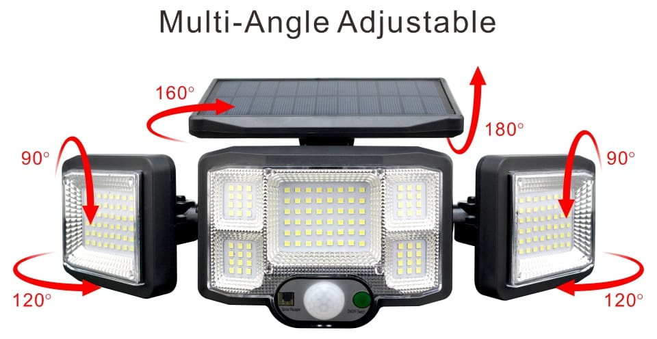 Outdoor LED Solar Lights 192 COB 3 Head Motion Sensor Patio Lights ...