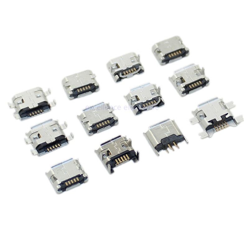 10pcslot Micro Usb 5 Pin Smt Socket Connector Type B Female Placement Smd Dip Usb Charging 2236