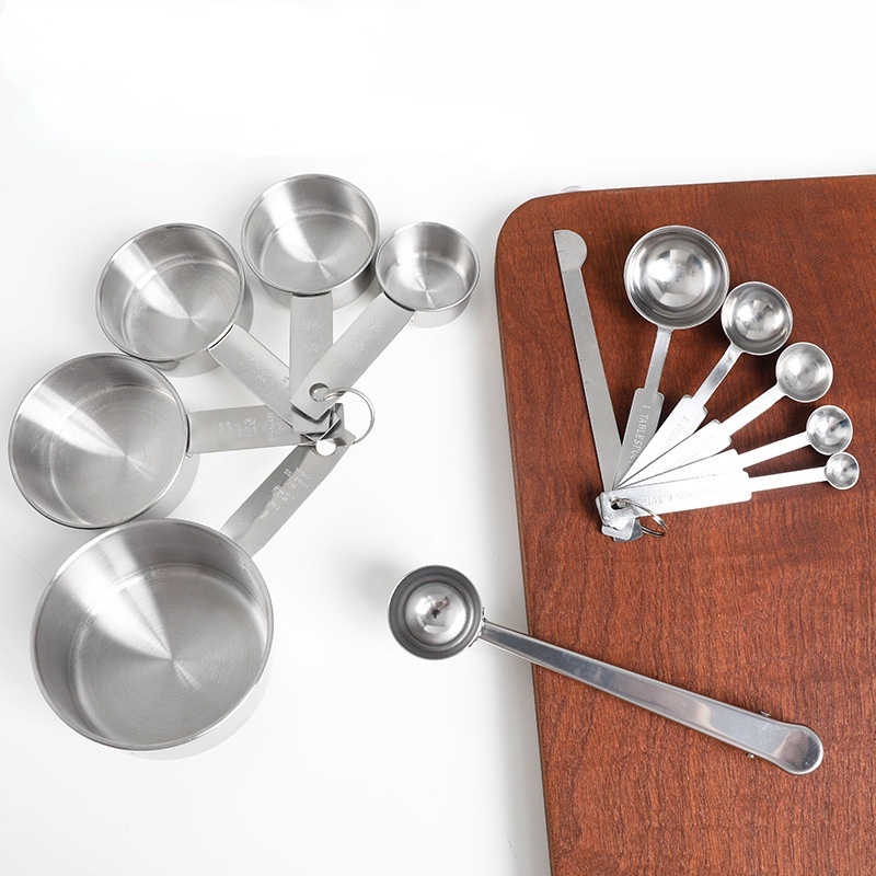 Stainless Steel Measuring Cups and Spoons Set Stackable Tablespoons ...